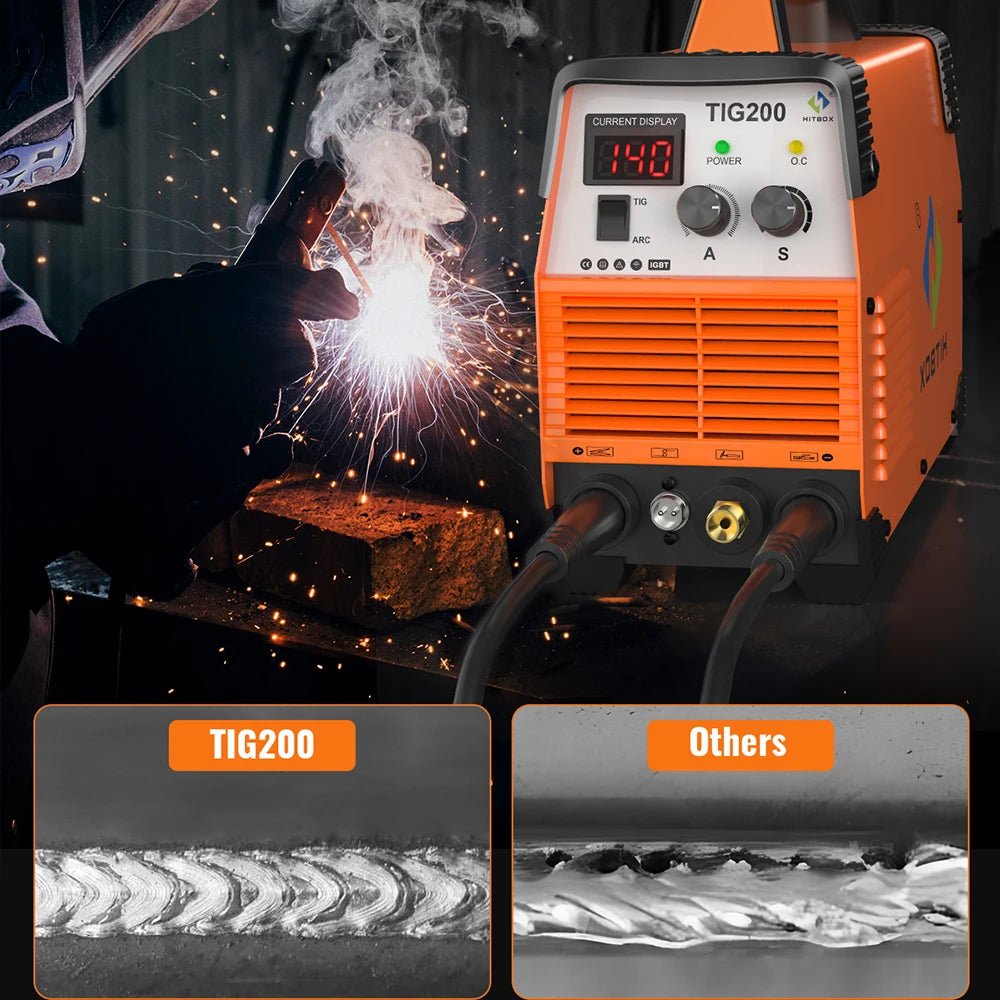 HITBOX TIG200 3 in 1 Welding Machine MMA ARC HF TIG IGBT Inverter Stick Welder Machine Arc Force Hot Start for Outdoor Home DIY - Velvet Haven