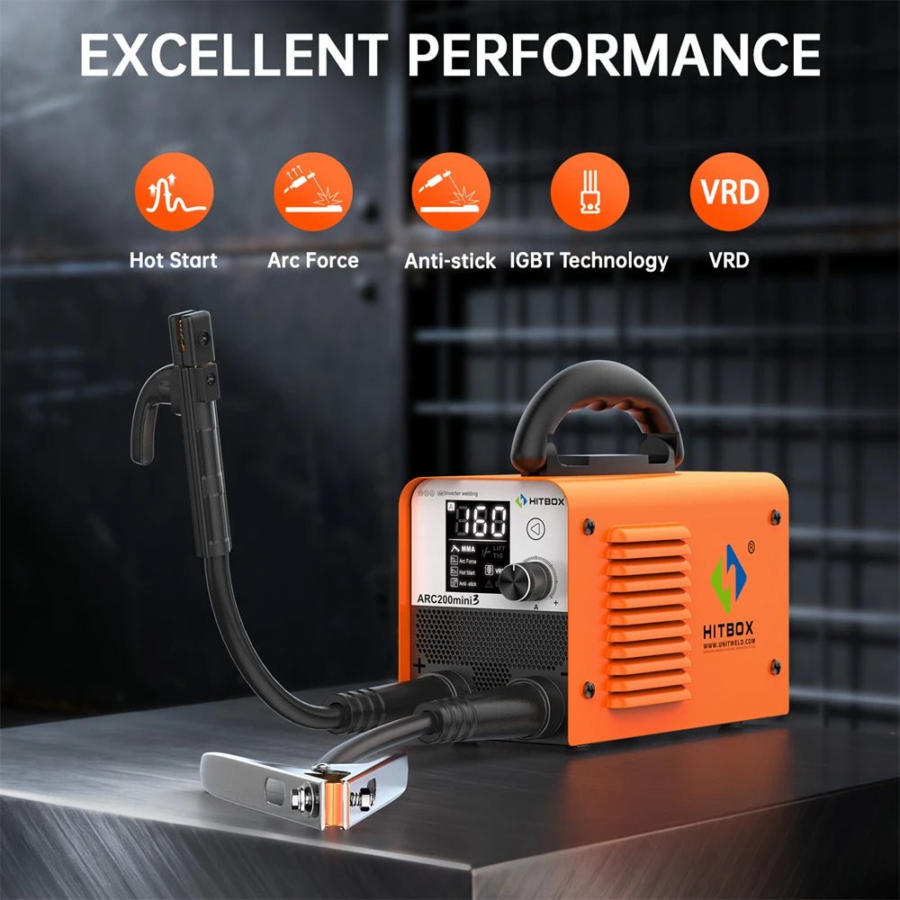 HITBOX Ultra-MIni Stick Welder 2 in 1 ARC MMA Lift TIG Portable Inverter Welding Machine Large Screen Hot Start Anti-stick Arc Force Electric Soldering Equipment 110V - Velvet Haven