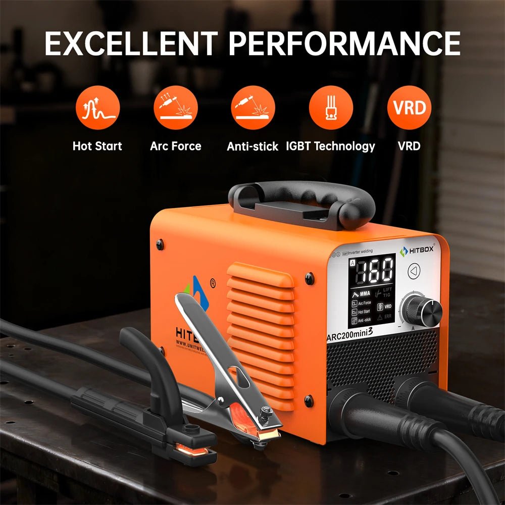 HITBOX Ultra-MIni Stick Welder 2 in 1 ARC MMA Lift TIG Portable Inverter Welding Machine Large Screen Hot Start Anti-stick Arc Force Electric Soldering Equipment 110V - Velvet Haven