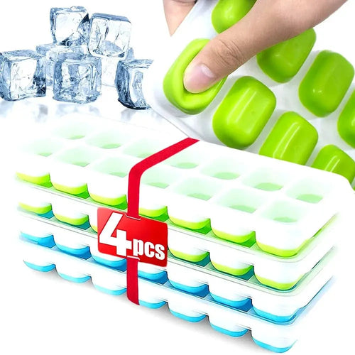Ice Cube Tray Mold with Lid Silicone Square 14 Cube Easy Release Ice Cube Molds Summer Kitchen Bar DIY Iced Cocktail Freeze Tool - Velvet Haven