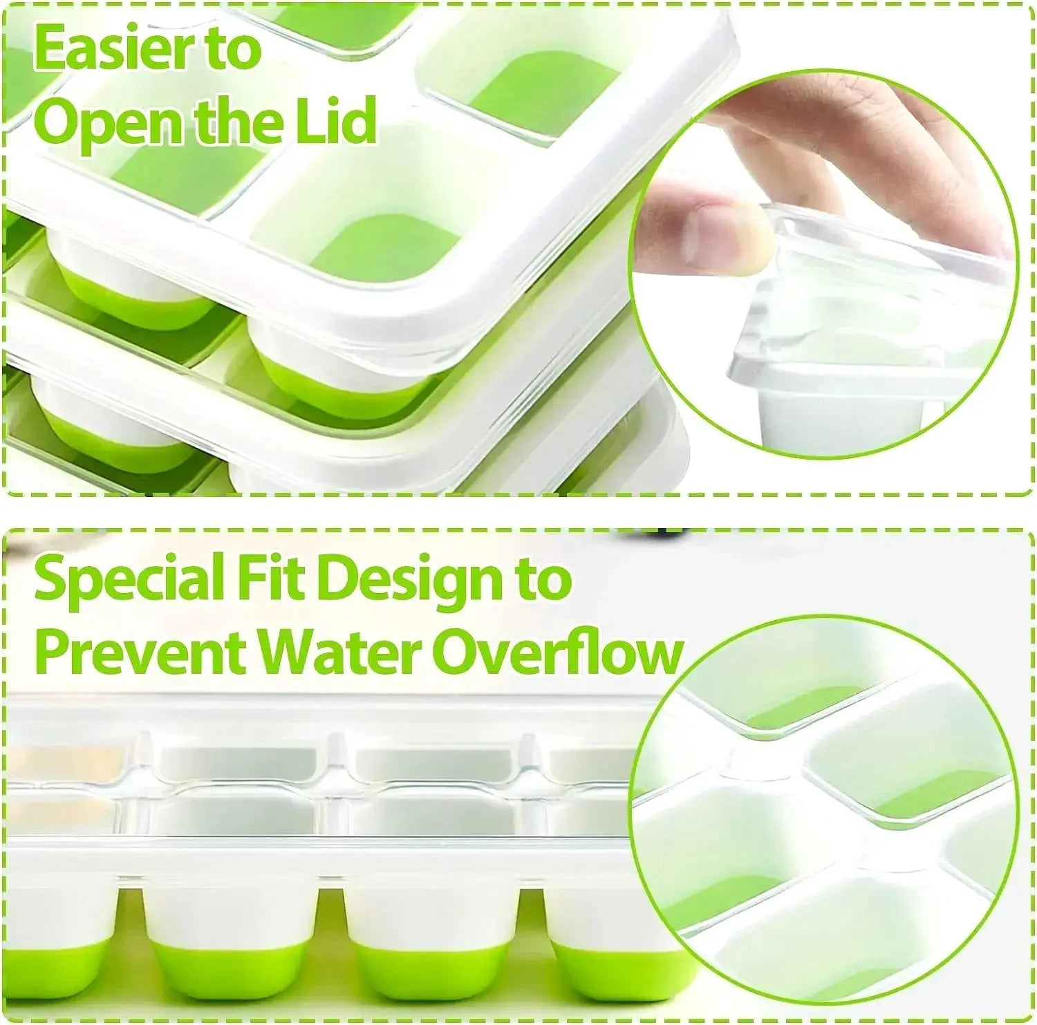 Ice Cube Tray Mold with Lid Silicone Square 14 Cube Easy Release Ice Cube Molds Summer Kitchen Bar DIY Iced Cocktail Freeze Tool - Velvet Haven