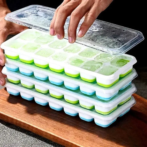 Ice Cube Tray Mold with Lid Silicone Square 14 Cube Easy Release Ice Cube Molds Summer Kitchen Bar DIY Iced Cocktail Freeze Tool - Velvet Haven