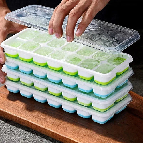 14-Cube Silicone Ice Cube Tray with Lid & Easy Release - Velvet Haven