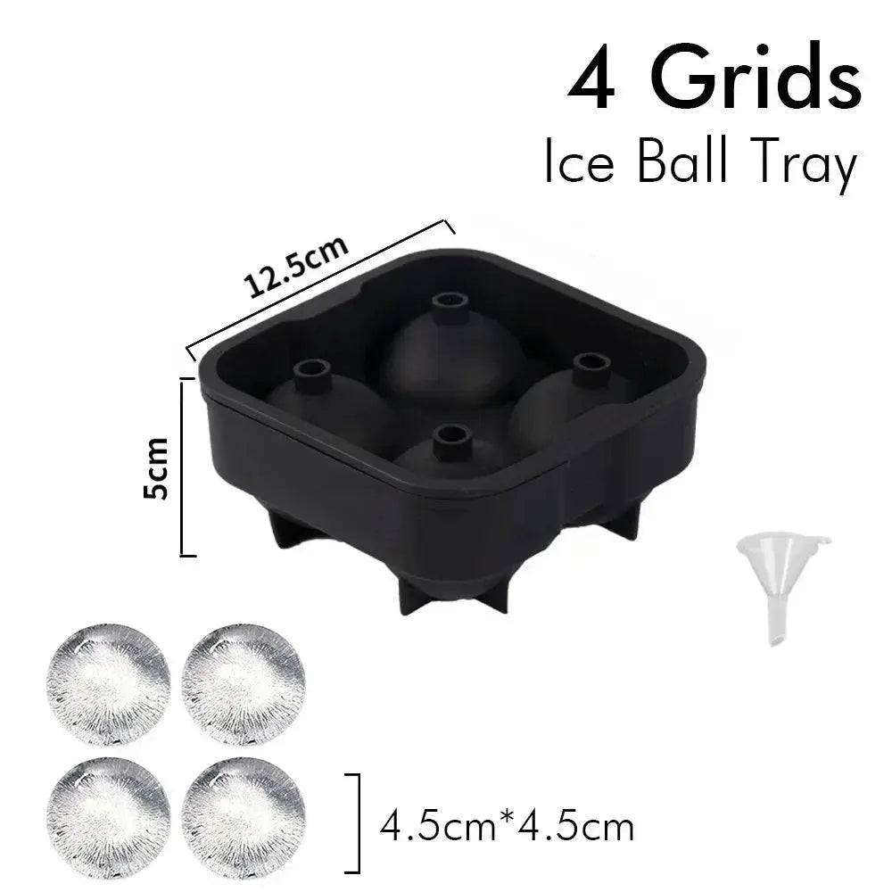 Ice Cube Tray Silicone Ice Ball Freezer Mold Square Ice Cube Maker with Lid 4/6/8 Grids for Whiskey Cocktail Coffee Accessories - Velvet Haven