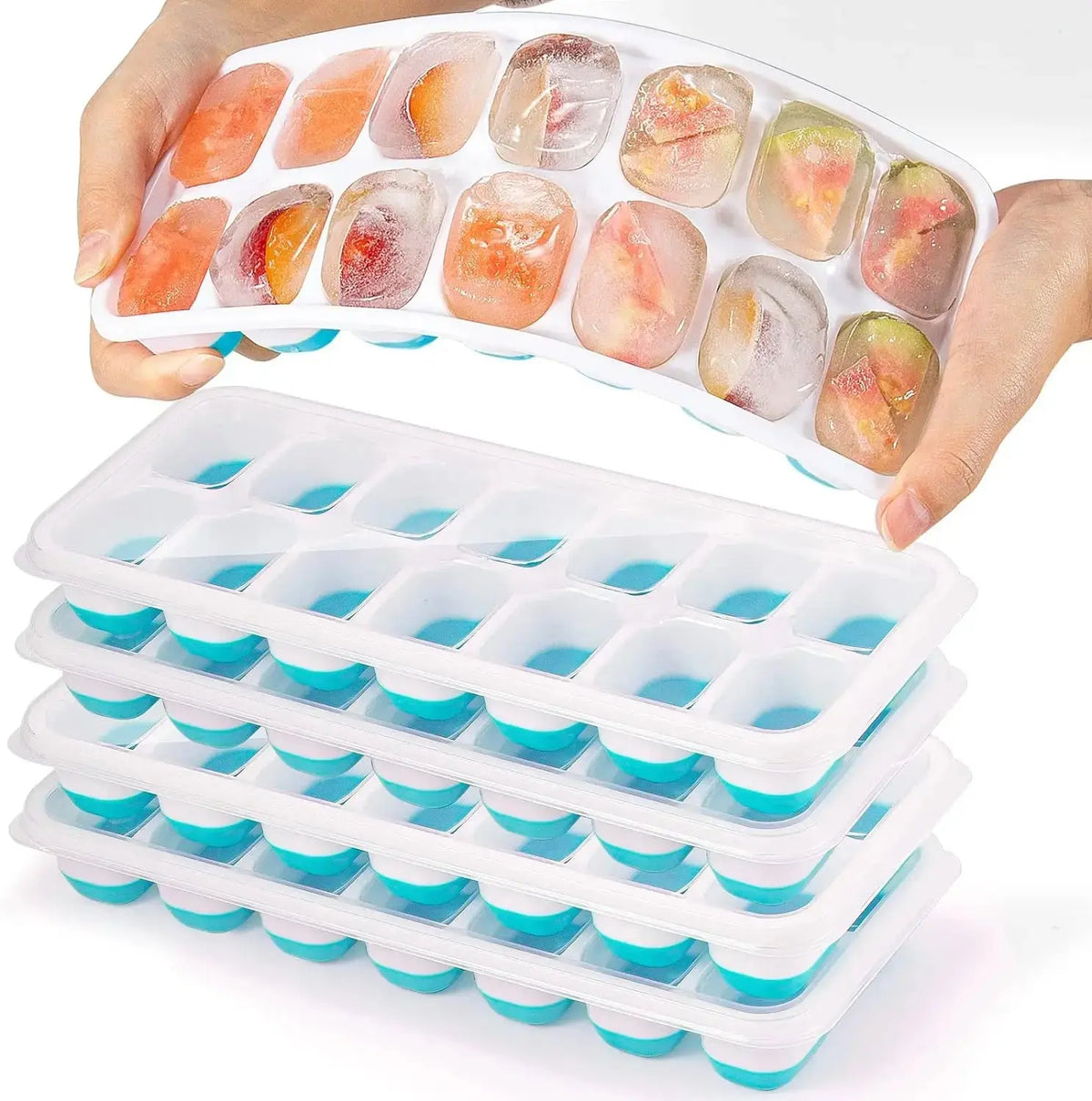 Ice Cube Tray Silicone Mold with Cover Square 14-cube Easy Release Ice Cube Molds Summer Kitchen Bar DIY Iced Drink Maker Tools - Velvet Haven