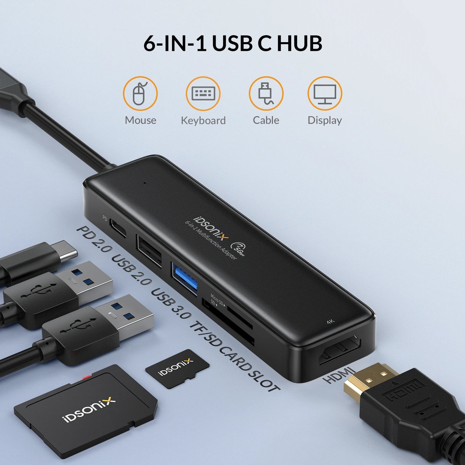 iDsonix Type C USB 3.0 HUB 15 in 1 Docking Station Multiport Adapter with HDMI 4K@60Hz PD100W Gigabit Ethernet SD/TF Card Reader - Velvet Haven