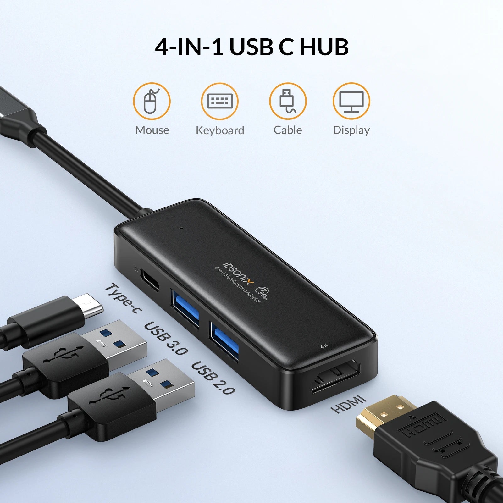 iDsonix Type C USB 3.0 HUB 15 in 1 Docking Station Multiport Adapter with HDMI 4K@60Hz PD100W Gigabit Ethernet SD/TF Card Reader - Velvet Haven