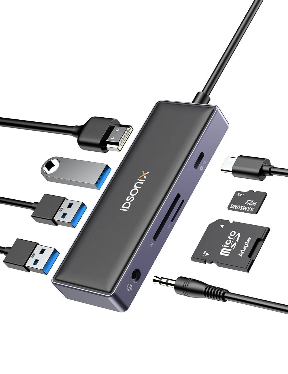 iDsonix Type C USB 3.0 HUB 15 in 1 Docking Station Multiport Adapter with HDMI 4K@60Hz PD100W Gigabit Ethernet SD/TF Card Reader - Velvet Haven