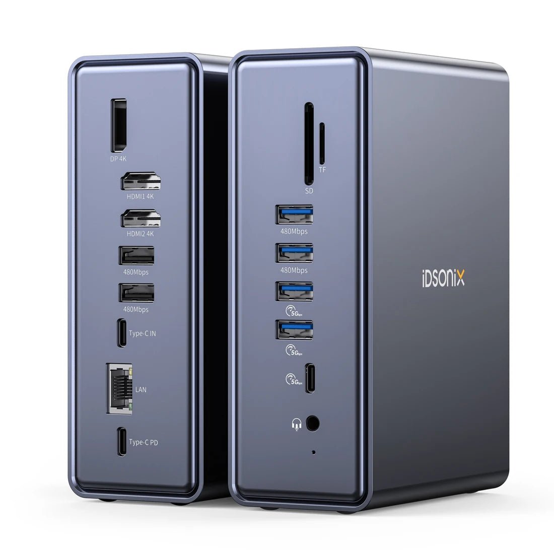 iDsonix Type C USB 3.0 HUB 15 in 1 Docking Station Multiport Adapter with HDMI 4K@60Hz PD100W Gigabit Ethernet SD/TF Card Reader - Velvet Haven