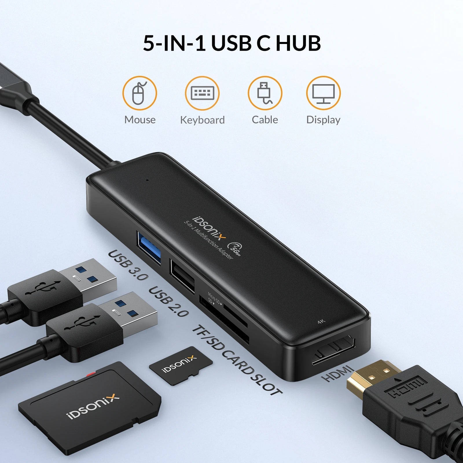 iDsonix Type C USB 3.0 HUB 15 in 1 Docking Station Multiport Adapter with HDMI 4K@60Hz PD100W Gigabit Ethernet SD/TF Card Reader - Velvet Haven
