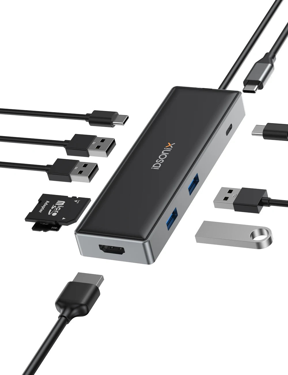 iDsonix Type C USB 3.0 HUB 15 in 1 Docking Station Multiport Adapter with HDMI 4K@60Hz PD100W Gigabit Ethernet SD/TF Card Reader - Velvet Haven