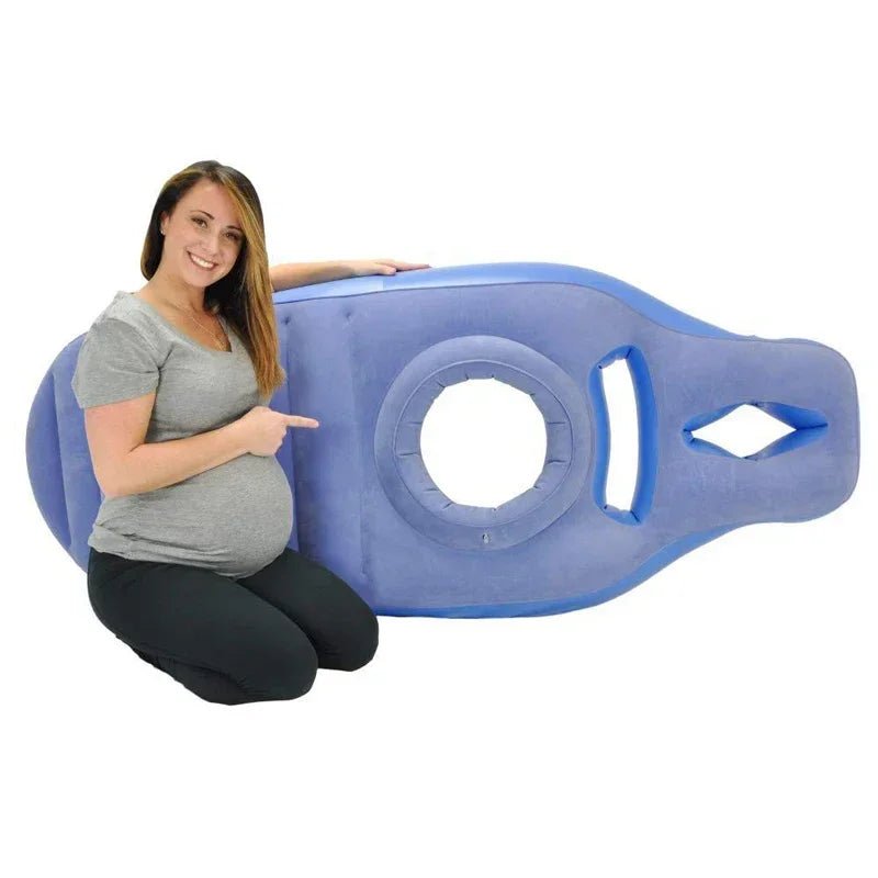 Inflatable pregnancy pillow with belly support for comfortable sleeping and relaxation