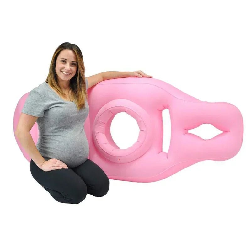 Inflatable pregnancy pillow with belly support for comfortable sleeping and relaxation