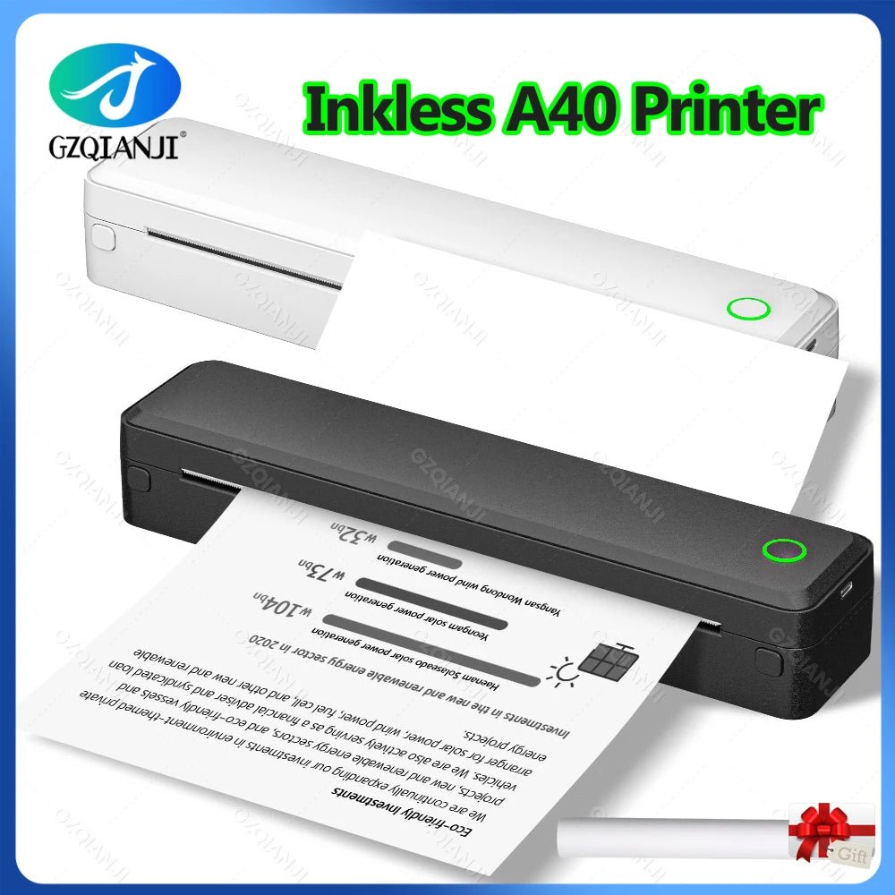 Inkless Portable A4 Thermal Printer Bluetooth PDF Excel Word Document Printing Machine Paper Roll For Office Work Home School - Velvet Haven