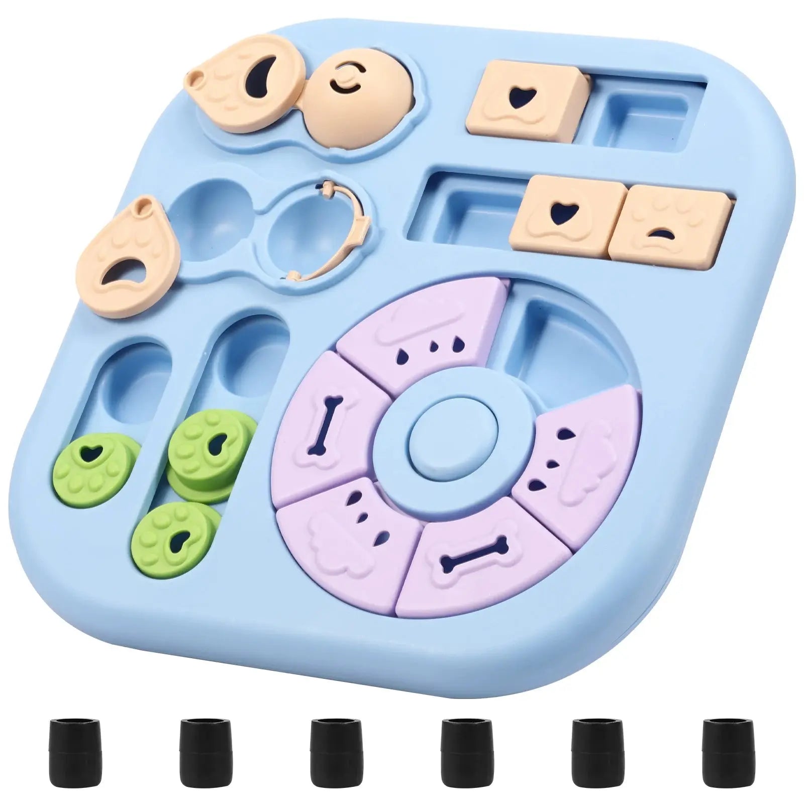 Interactive Dog Puzzle Toys Plastic Treat Dispensing Slow Feeder with Non Slip Base Dog Mental Stimulation Toys Pet Supplies - Velvet Haven