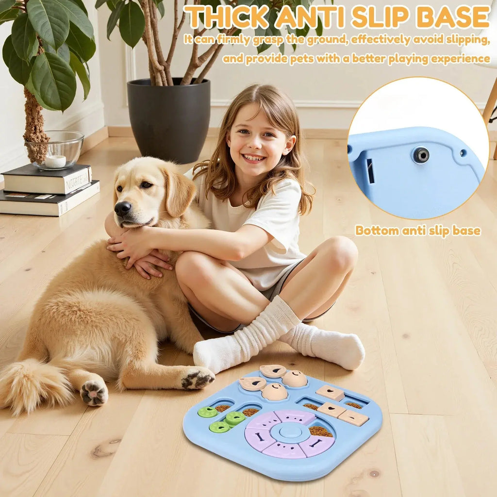 Interactive Dog Puzzle Toys Plastic Treat Dispensing Slow Feeder with Non Slip Base Dog Mental Stimulation Toys Pet Supplies - Velvet Haven
