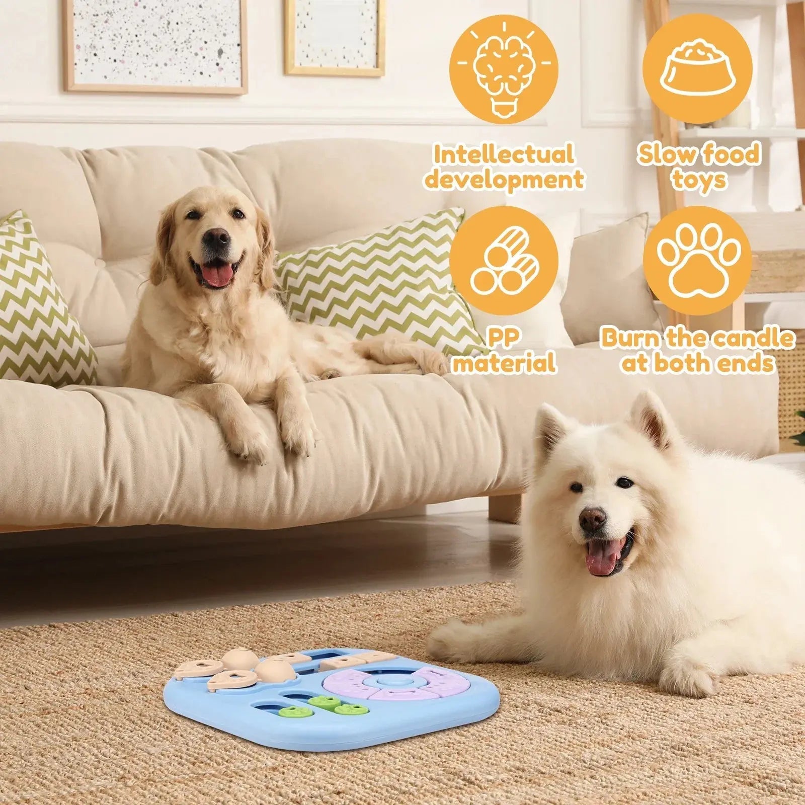 Interactive Dog Puzzle Toys Plastic Treat Dispensing Slow Feeder with Non Slip Base Dog Mental Stimulation Toys Pet Supplies - Velvet Haven