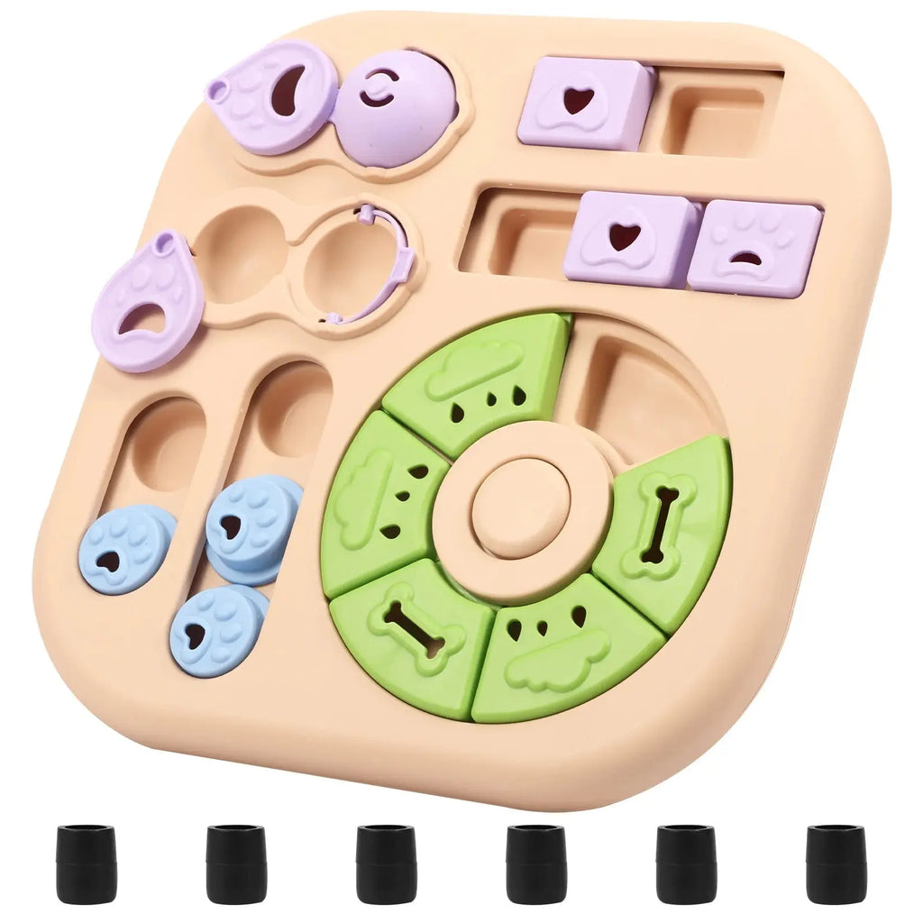Interactive Dog Puzzle Toys Plastic Treat Dispensing Slow Feeder with Non Slip Base Dog Mental Stimulation Toys Pet Supplies - Velvet Haven