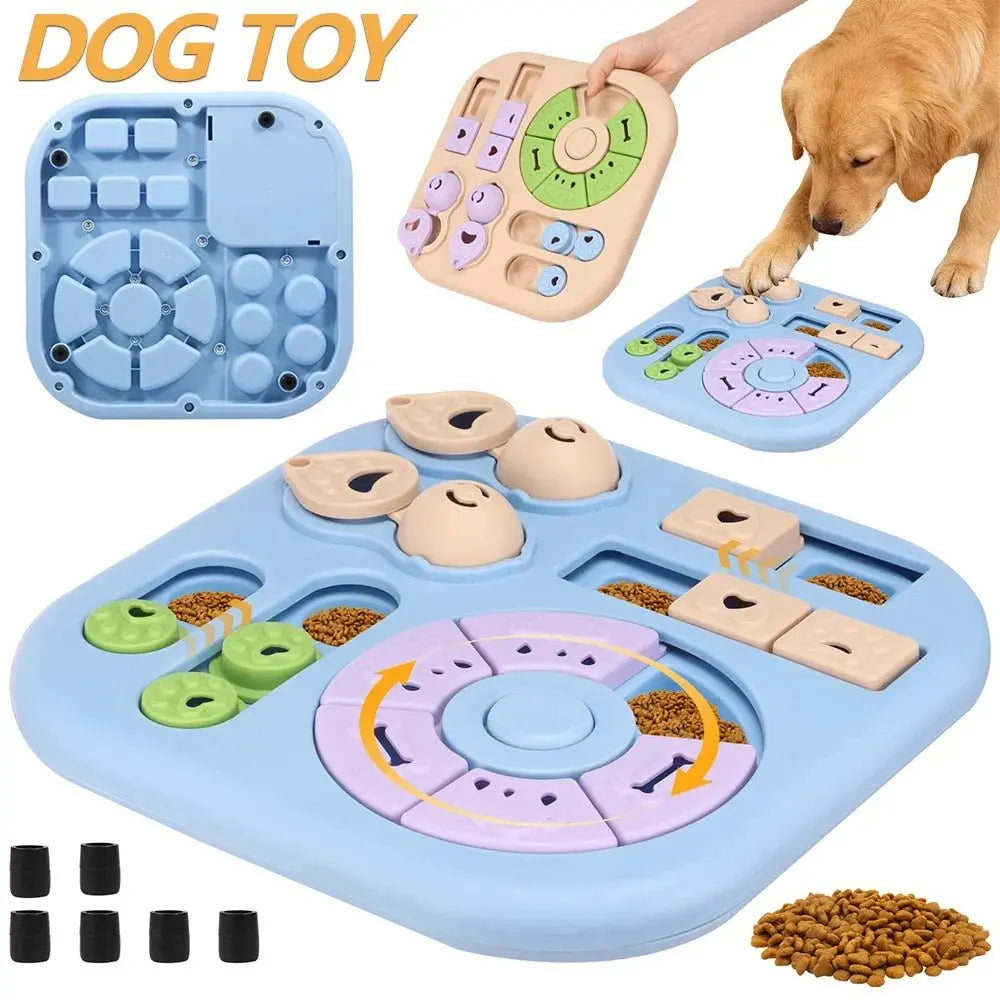 Interactive Dog Puzzle Toys Plastic Treat Dispensing Slow Feeder with Non Slip Base Dog Mental Stimulation Toys Pet Supplies - Velvet Haven