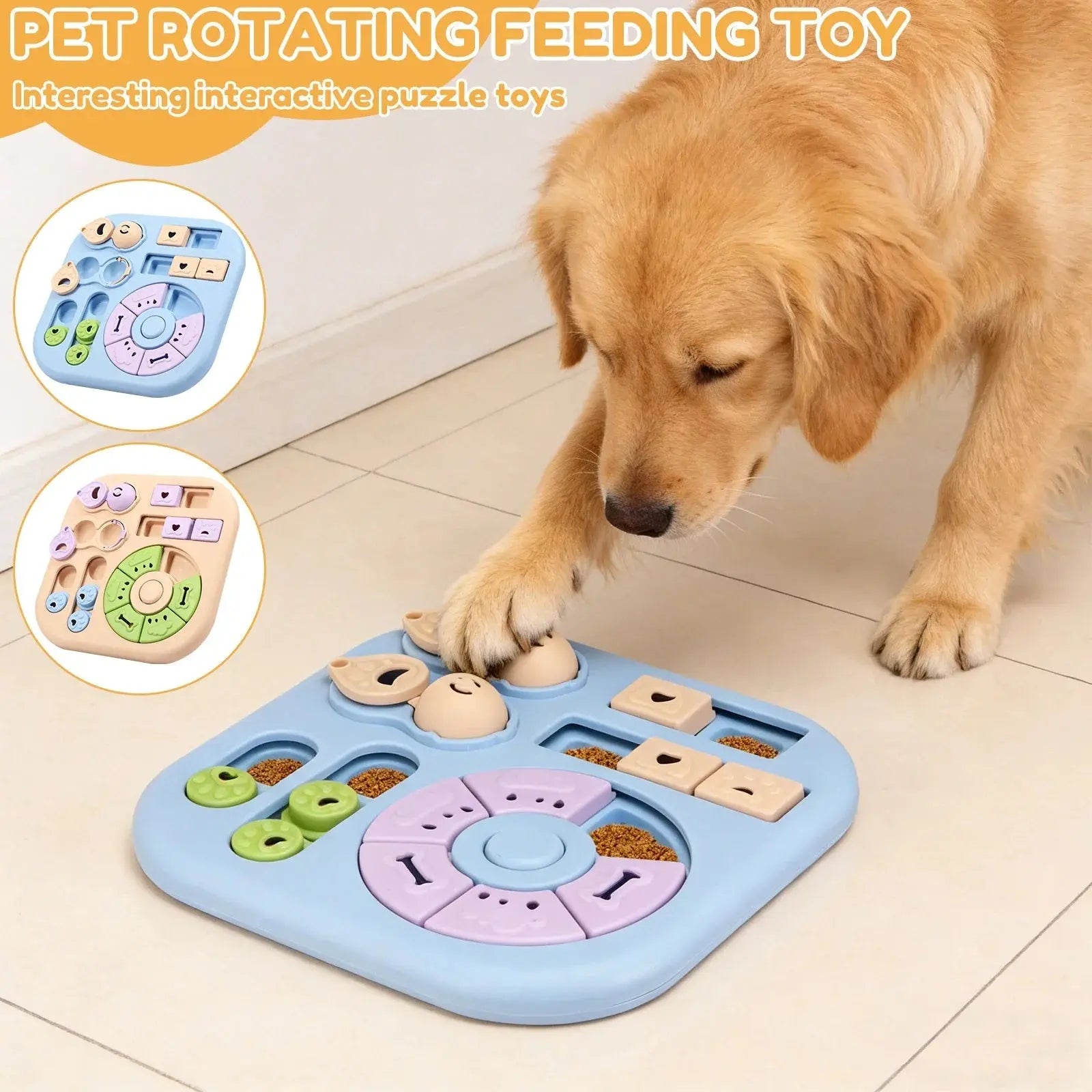 Interactive Dog Puzzle Toys Plastic Treat Dispensing Slow Feeder with Non Slip Base Dog Mental Stimulation Toys Pet Supplies - Velvet Haven