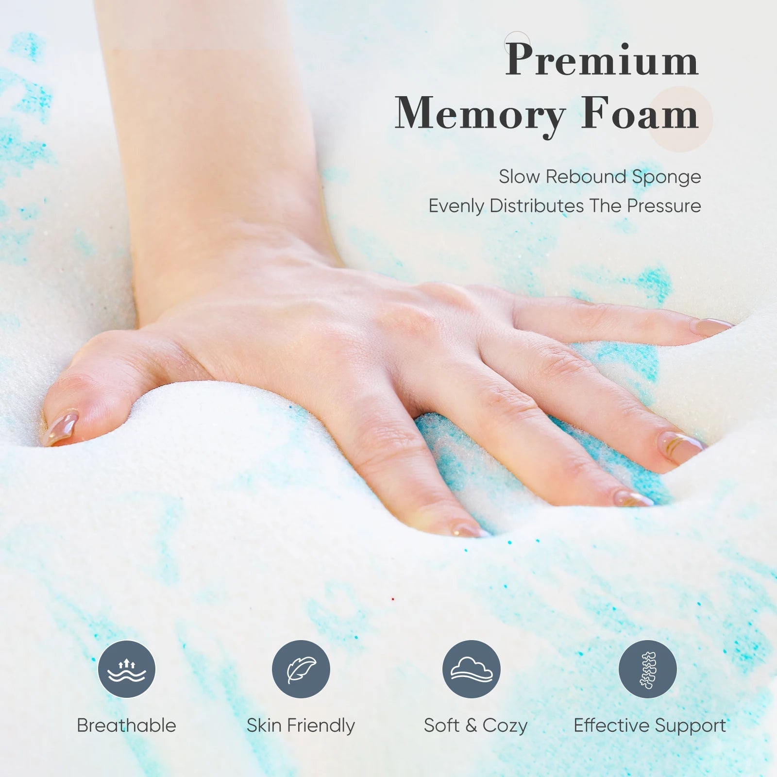 JHK 2-3 Inch Memory Foam Mattress Topper Queen Size Thick Gel Cooling Mattress Soft and Breathable Bed Topper Bedroom Furniture - Velvet Haven