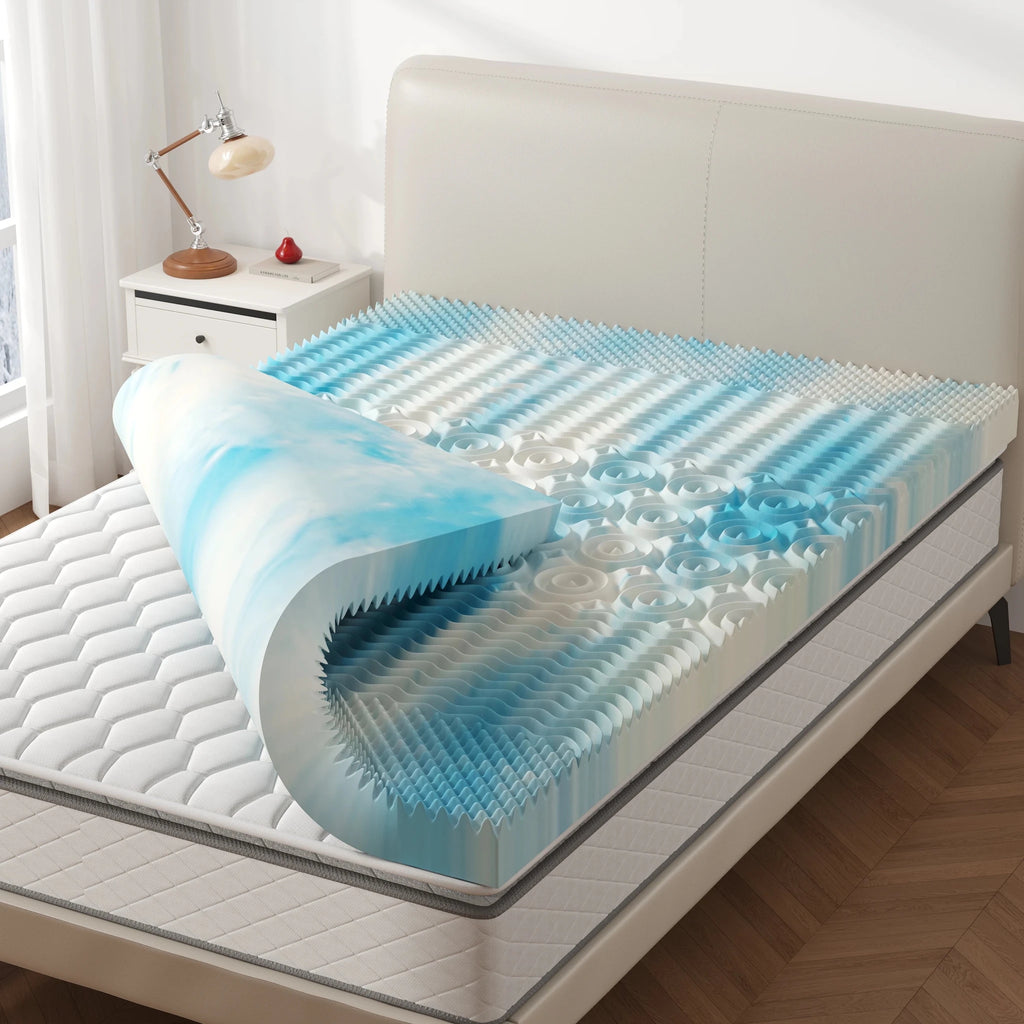 JHK 2-4 Inch Cooling Gel Memory Foam Mattress Topper Full Size 5-Zone Pressure Relief Mattress Soft and Breathable Bed Topper - Velvet Haven