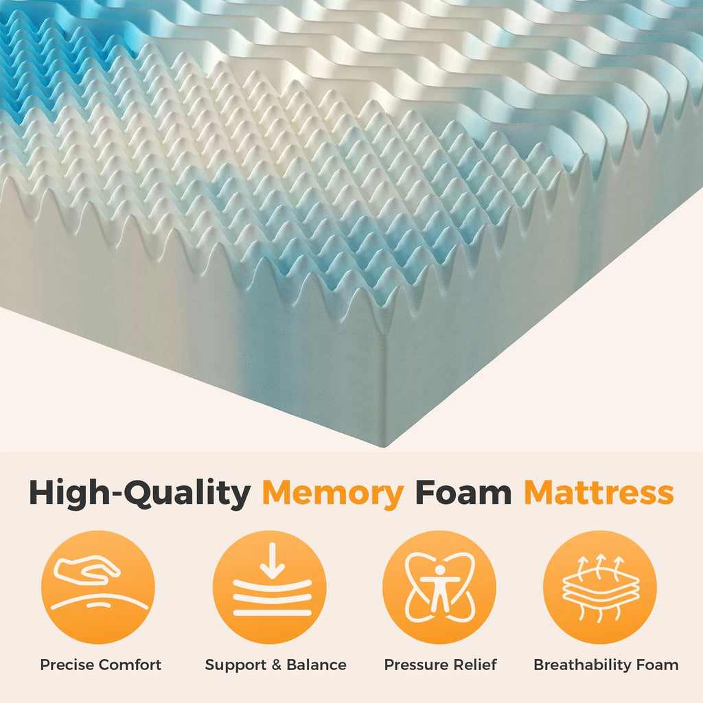 JHK 2-4 Inch Cooling Gel Memory Foam Mattress Topper Full Size 5-Zone Pressure Relief Mattress Soft and Breathable Bed Topper - Velvet Haven