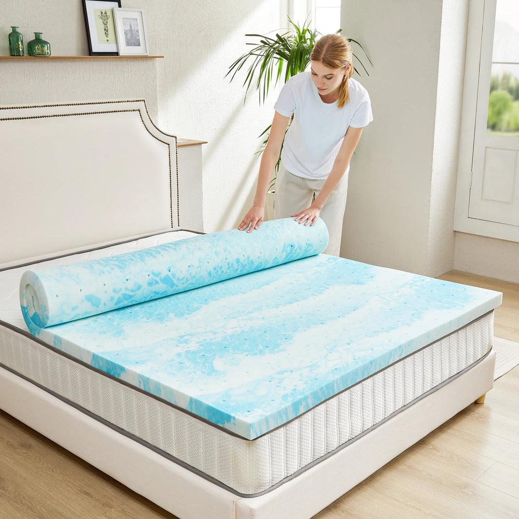 JHK 2 Inch Gel Memory Foam Mattress Topper Full Size Cooling Mattress Soft and Breathable Bed Topper School Bedroom Furniture - Velvet Haven