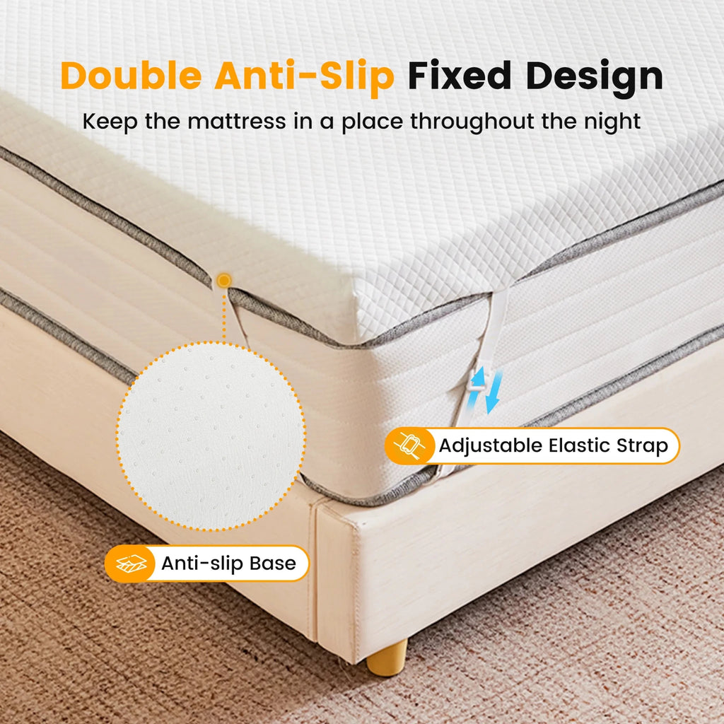 JHK 3 Inch with Fabric Cover Gel Memory Foam Mattress Topper Full Size Cooling Mattress Soft and Breathable Bed Topper - Velvet Haven