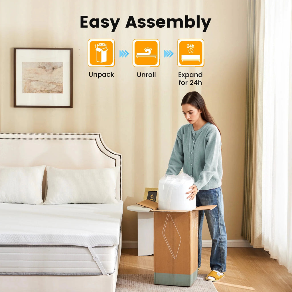 JHK 3 Inch with Fabric Cover Gel Memory Foam Mattress Topper Full Size Cooling Mattress Soft and Breathable Bed Topper - Velvet Haven