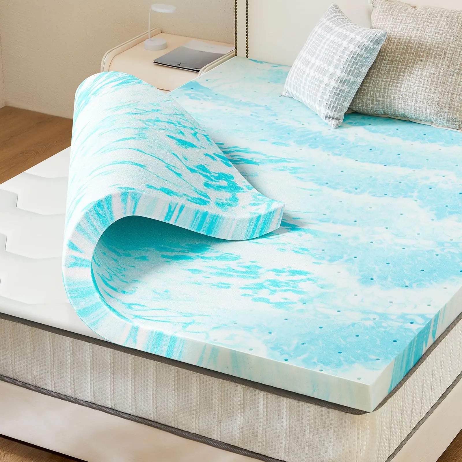 JHK 4 Inch Gel Memory Foam Mattress Topper Full Size Cooling Mattress Soft and Breathable Bed Topper School Bedroom Furniture - Velvet Haven