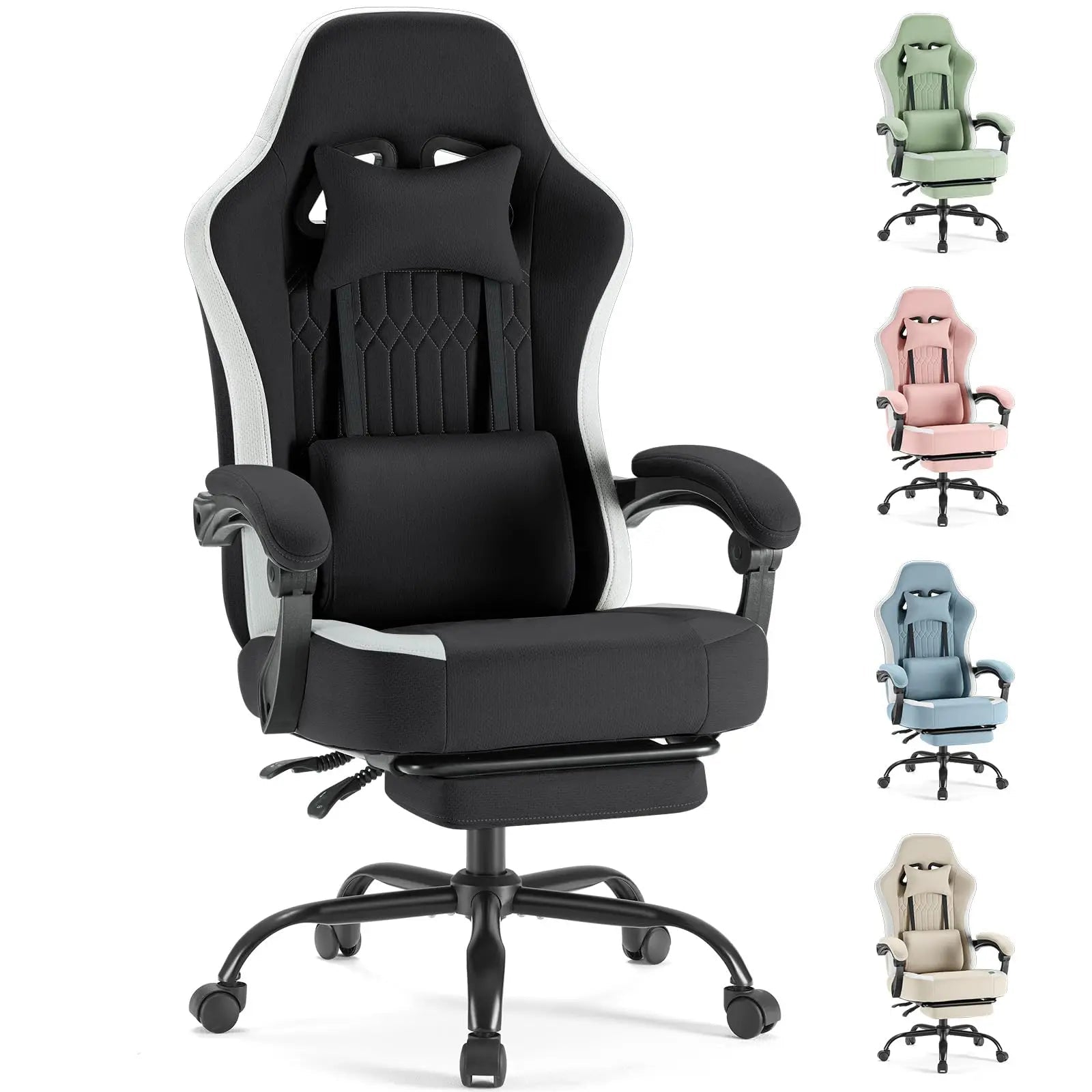 JHK Ergonomic Computer Gaming Chair Height Adjustable 360° Swivel with Headrest Lumbar Support Linkage Armrests For Office Home - Velvet Haven