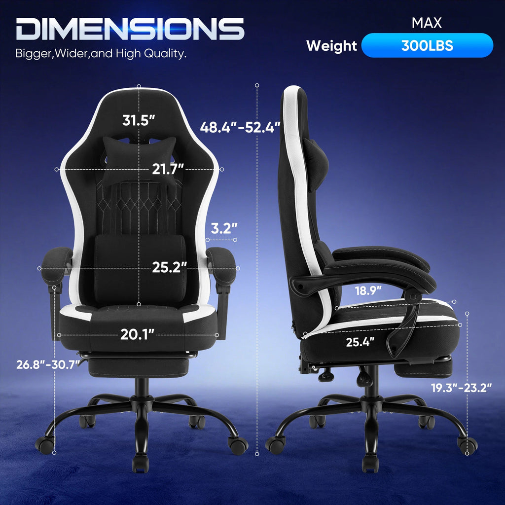 JHK Ergonomic Computer Gaming Chair Height Adjustable 360° Swivel with Headrest Lumbar Support Linkage Armrests For Office Home - Velvet Haven