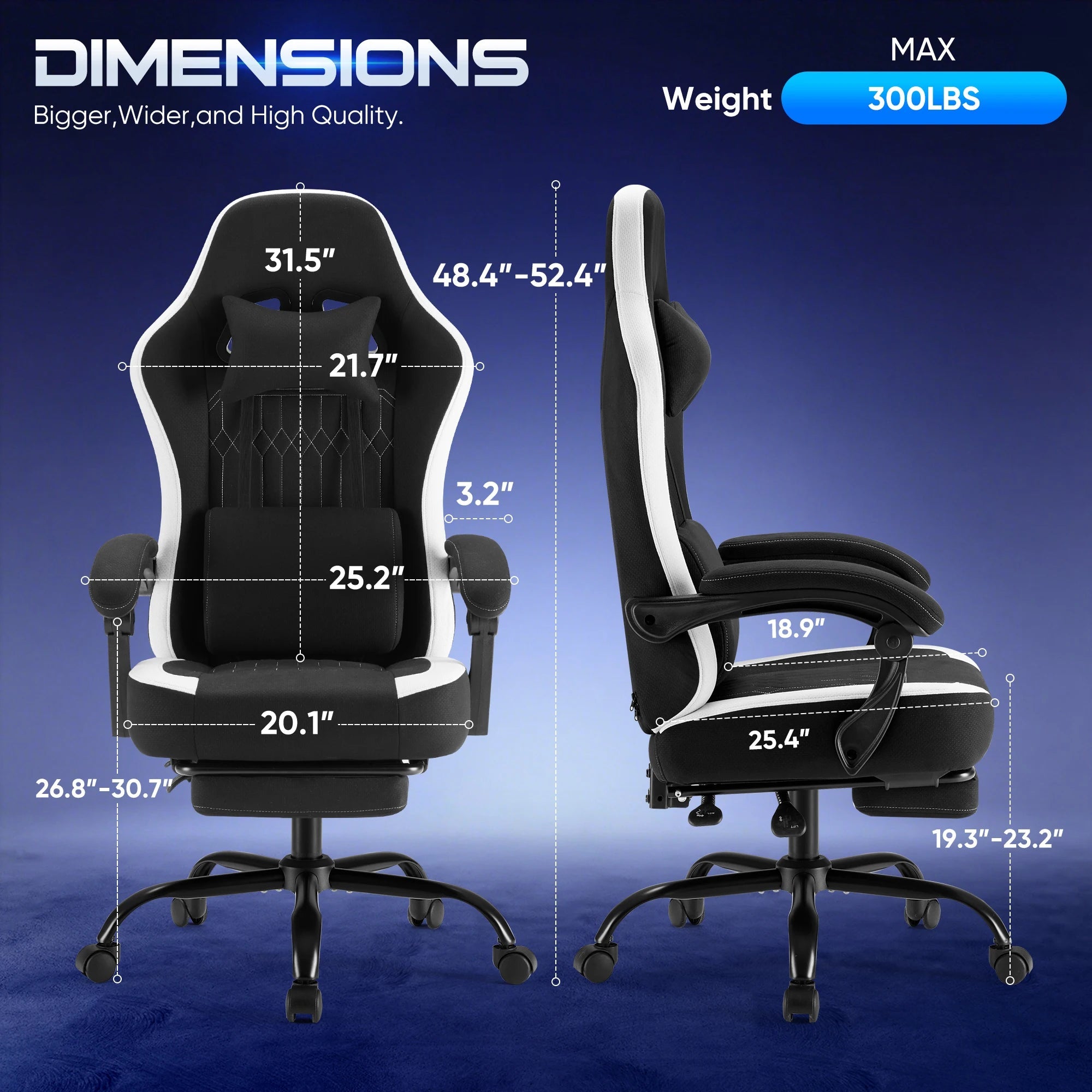 JHK Ergonomic Computer Gaming Chair Height Adjustable 360° Swivel with Headrest Lumbar Support Linkage Armrests For Office Home - Velvet Haven