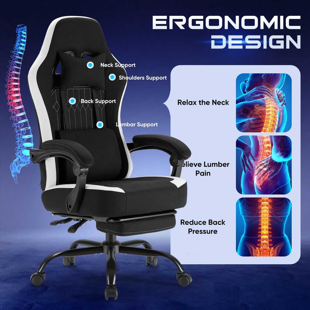 JHK Ergonomic Computer Gaming Chair Height Adjustable 360° Swivel with Headrest Lumbar Support Linkage Armrests For Office Home - Velvet Haven