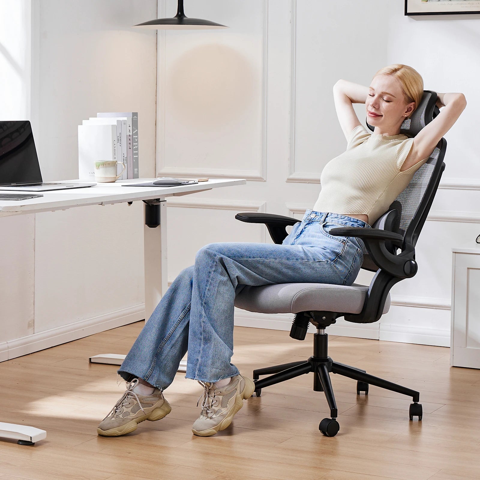 JHK Ergonomic Mesh Adjustable Lumbar Support Office Chair 120°Tilt High Back Comfortable Computer Chair with Soft Flip Up Arms - Velvet Haven