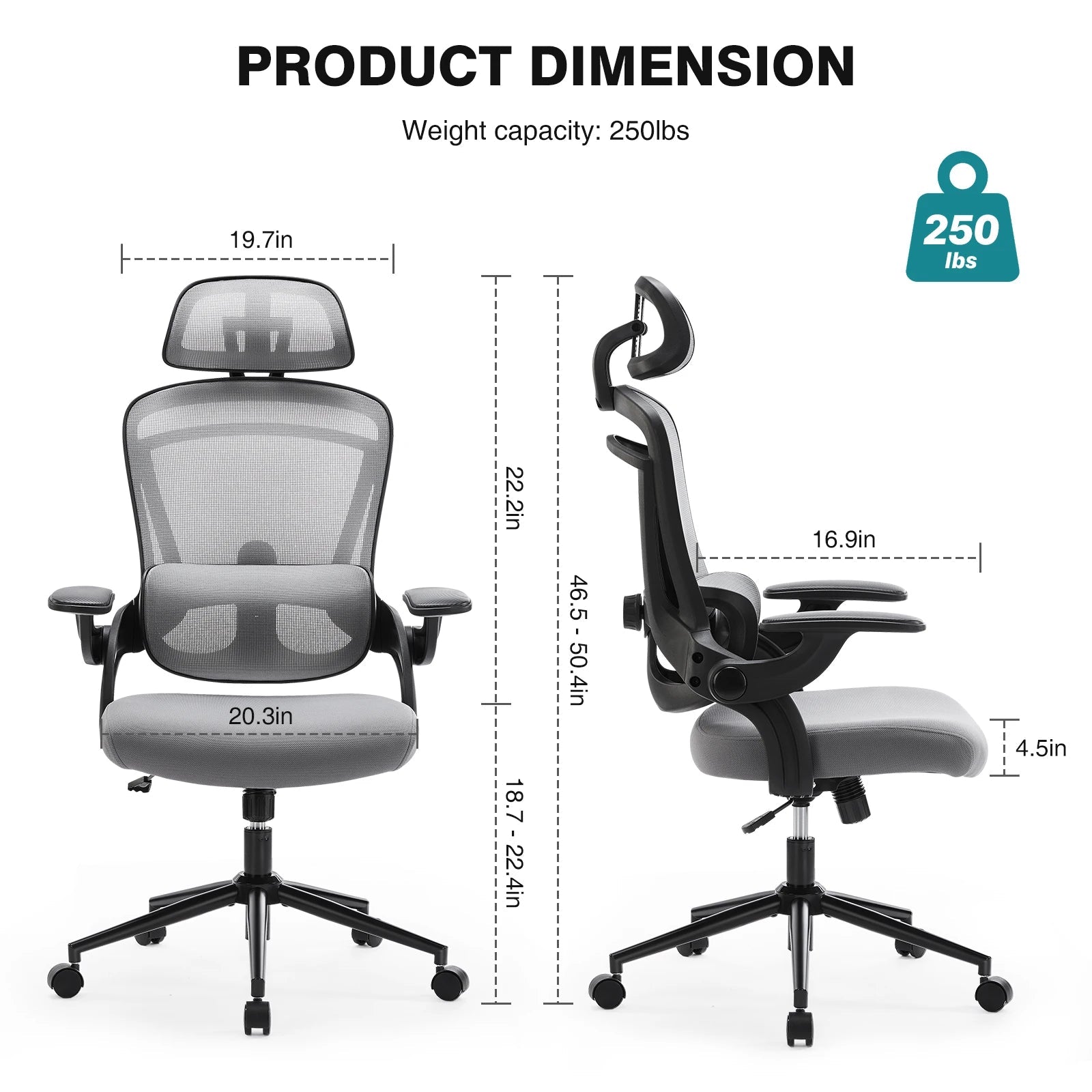 JHK Ergonomic Mesh Adjustable Lumbar Support Office Chair 120°Tilt High Back Comfortable Computer Chair with Soft Flip Up Arms - Velvet Haven