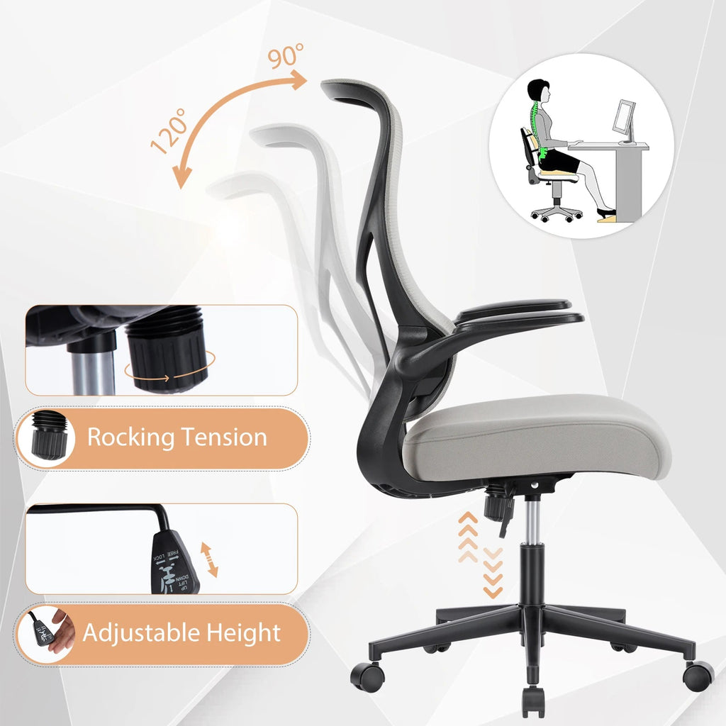 JHK Ergonomic Mesh Lumbar Support Office Desk Computer Chair High Back Swivel Rolling Gaming Chairs With Wheels And Flip-up Arms - Velvet Haven