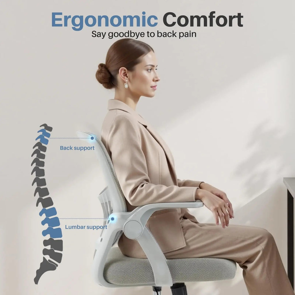 JHK Home Office Computer Chair Ergonomic Mid Back Desk with Lumbar Support 360° Swivel Height Adjustable with Flip-up Armrest - Velvet Haven