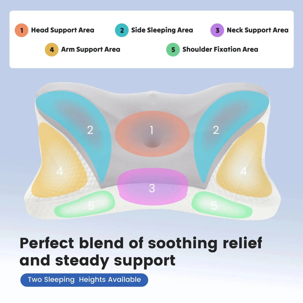 JHK King Size Ergonomic Memory Foam Bed Pillow with Cooling Pillowcase Cervical Contour Pillows For Back Stomach Sleepers - Velvet Haven