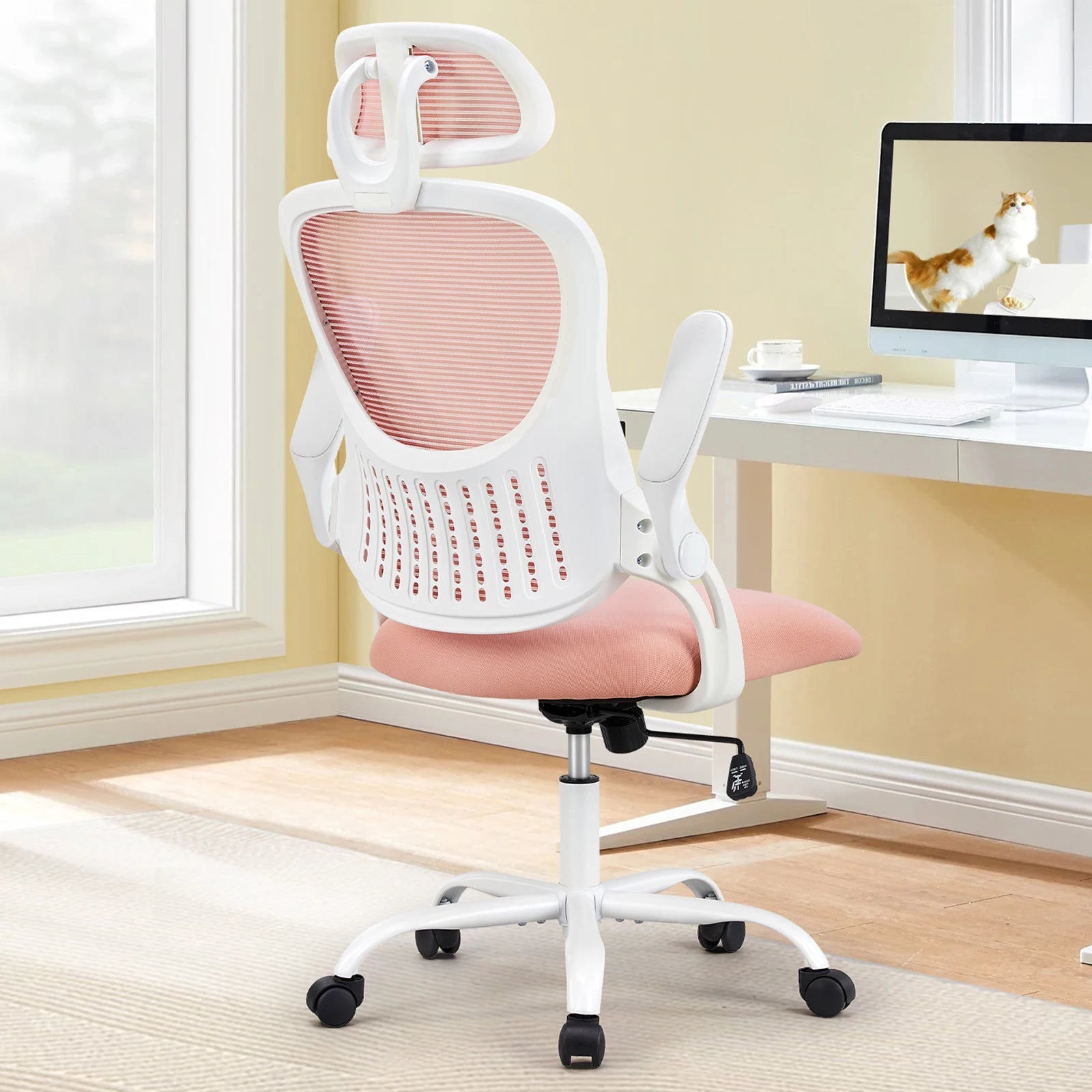 JHK Mesh Ergonomic Office Computer Desk Chair Flip-up Arms Adjustable Headrests Comfortable Lumbar Support For Home Office - Velvet Haven