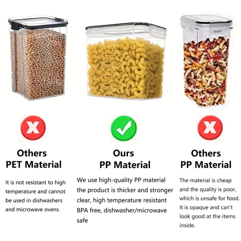 Kitchen 7pcs Food Containers Set BPA Free Plastic Airtight Storage Box With 10stickers and Pen - Velvet Haven