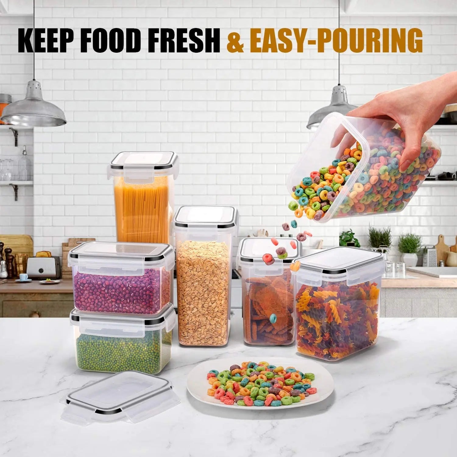 Kitchen 7pcs Food Containers Set BPA Free Plastic Airtight Storage Box With 10stickers and Pen - Velvet Haven