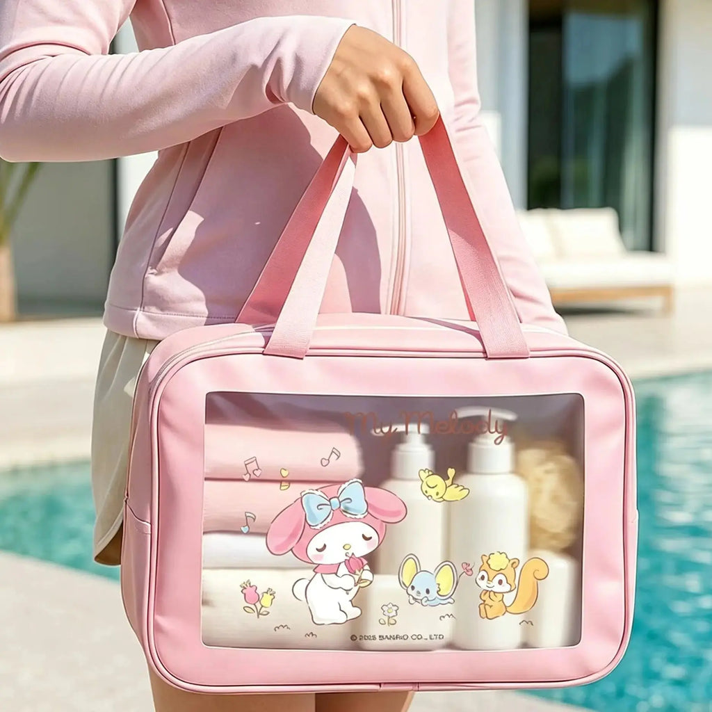 Kuromi Sanrio Waterproof Storage Bag Travel Storage Large Capacity Visible Portable Skincare Makeup Washbag Makeup Bag - Velvet Haven