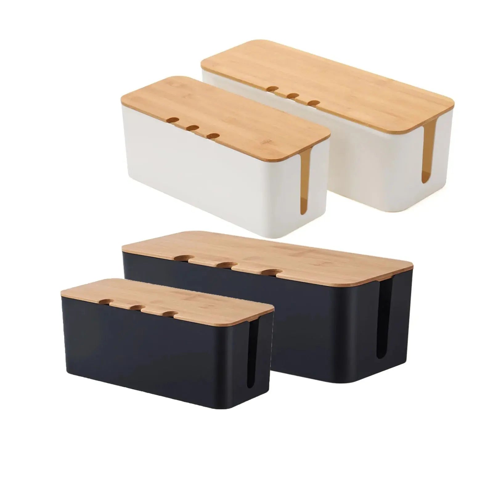 Large Cable Management Box – Wooden Style Cord Organizer and Cover for TV Wires, Computer, USB Hub and Under Desk Power Strip – - Velvet Haven