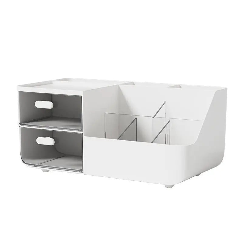 Large Capacity Multifunctional Desk Organizer with 2 Transparent Drawers, Desktop Office Supplies Storage Pen Holder for School - Velvet Haven