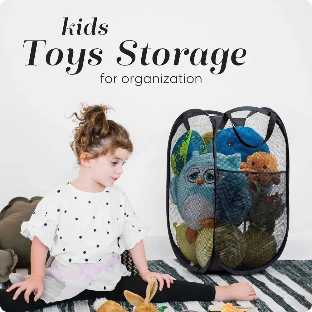 Large Laundry Basket Collapsible Mesh Pop Up Laundry Hamper Side Pocket Breathable Clothes Storage Laundry Storage Organization - Velvet Haven