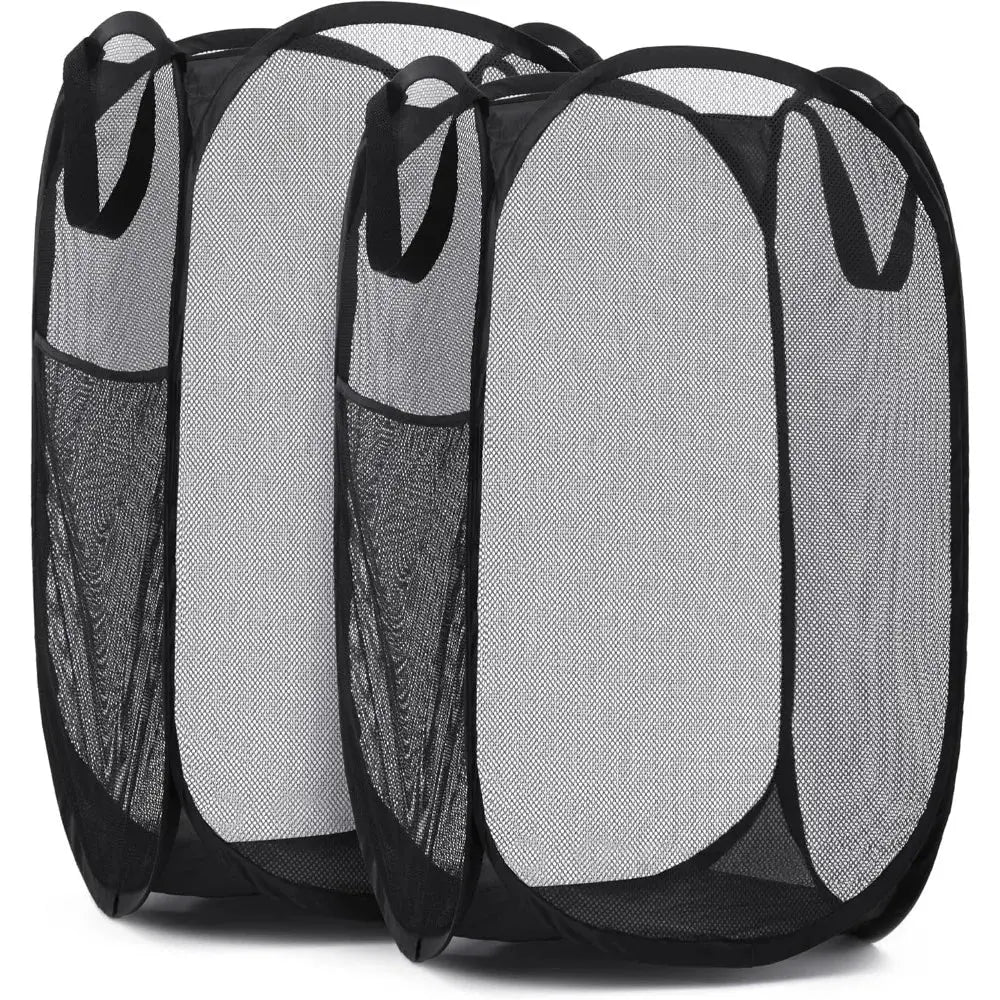 Large Laundry Basket Collapsible Mesh Pop Up Laundry Hamper Side Pocket Breathable Clothes Storage Laundry Storage Organization - Velvet Haven