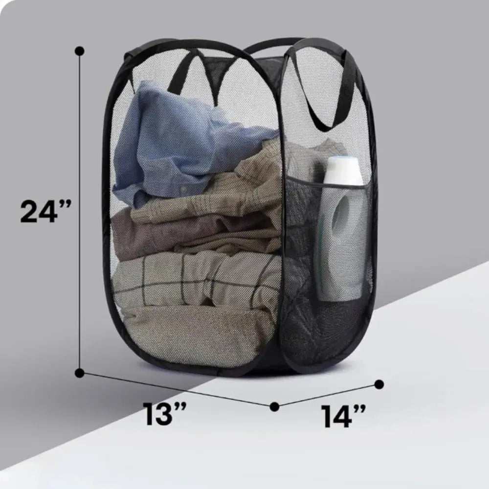 Large Laundry Basket Collapsible Mesh Pop Up Laundry Hamper Side Pocket Breathable Clothes Storage Laundry Storage Organization - Velvet Haven