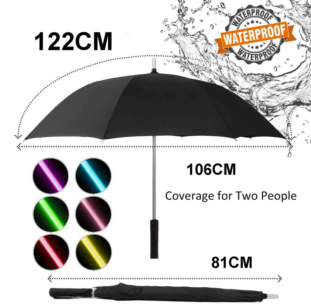 LED Light Up Umbrella with Flashlight Handle, 122 cm Canopy - Velvet Haven